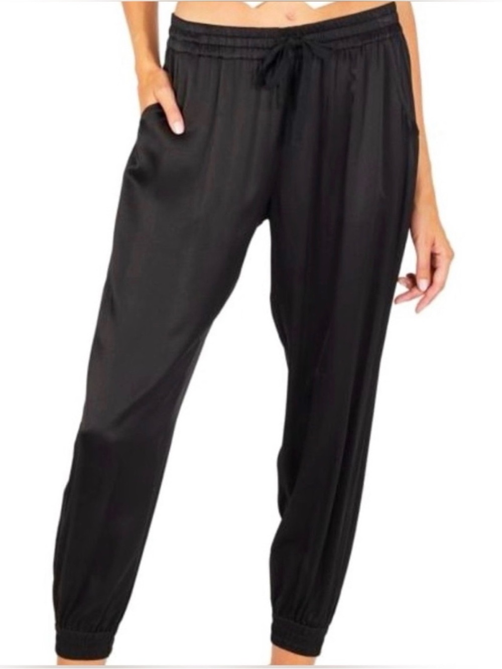 Lilla P Black Drawstring Jogger Pants